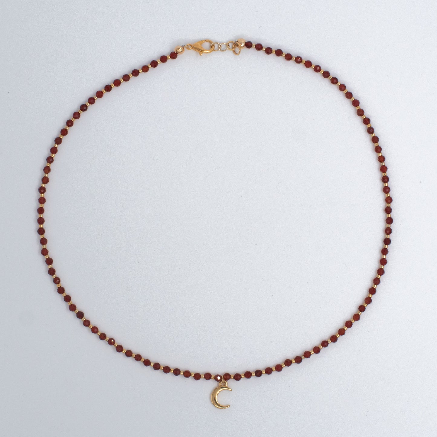 Carnelian Gold Moon Necklace