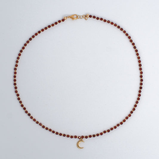 Carnelian Gold Moon Necklace