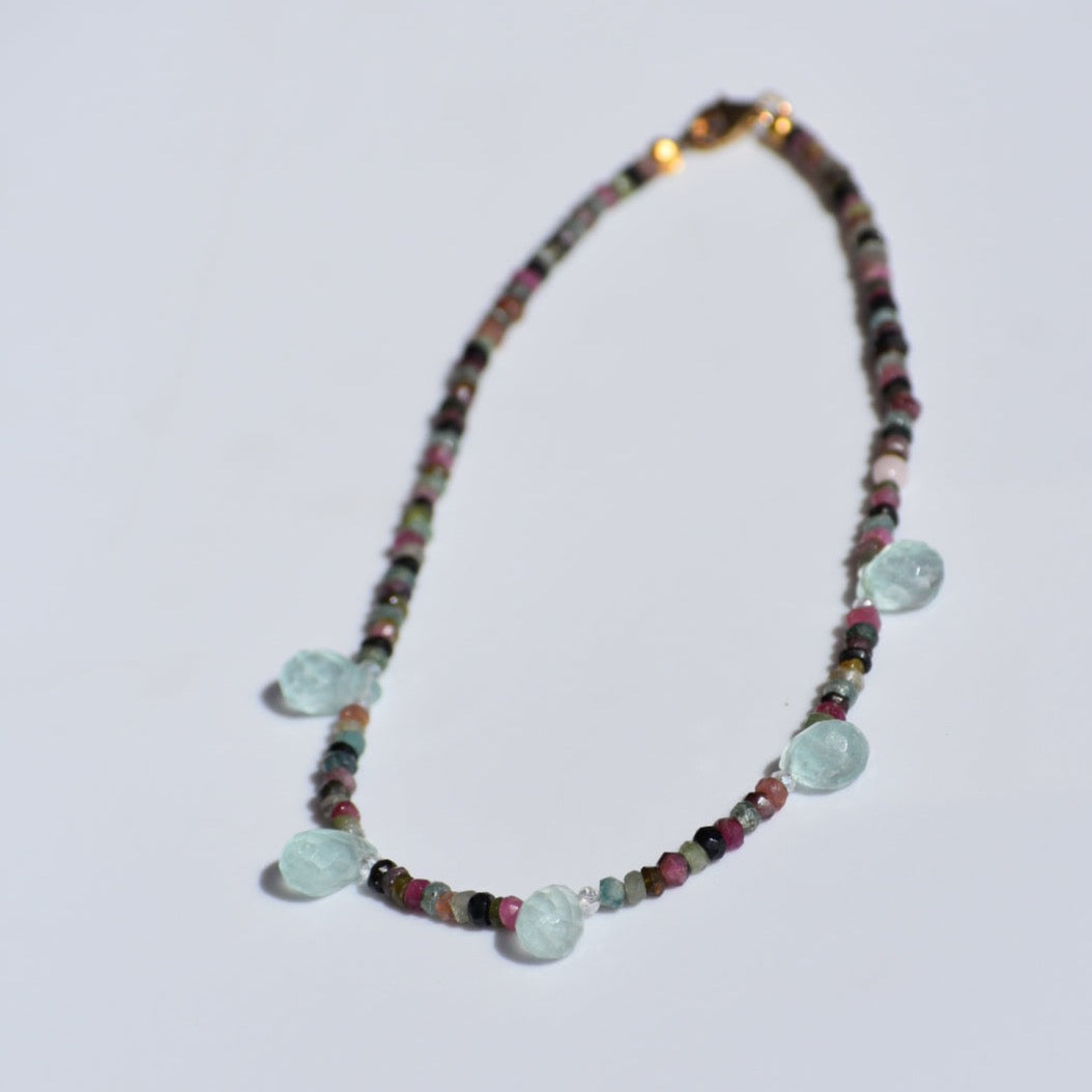 Tourmaline Necklace with Aquamarine Crystals