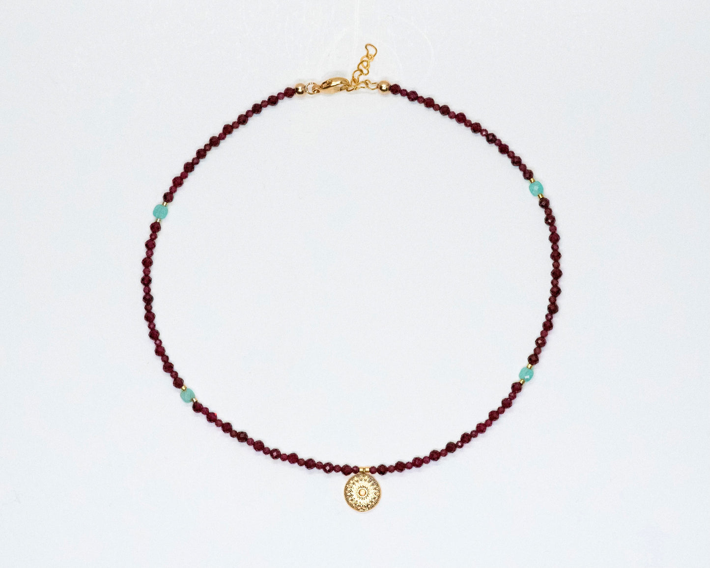 Garnet Necklace with Gold Pendant