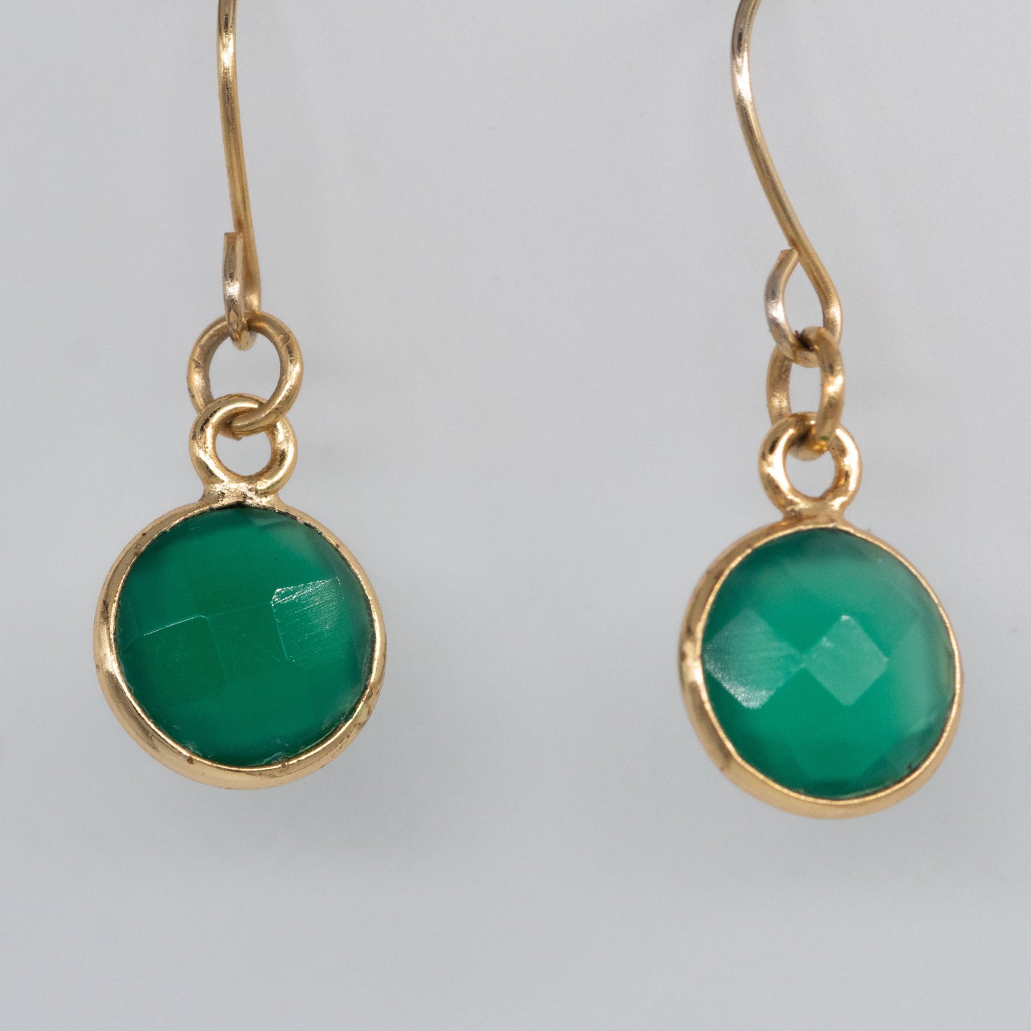 Green Onyx Gold Earrings