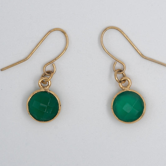 Green Onyx Gold Earrings