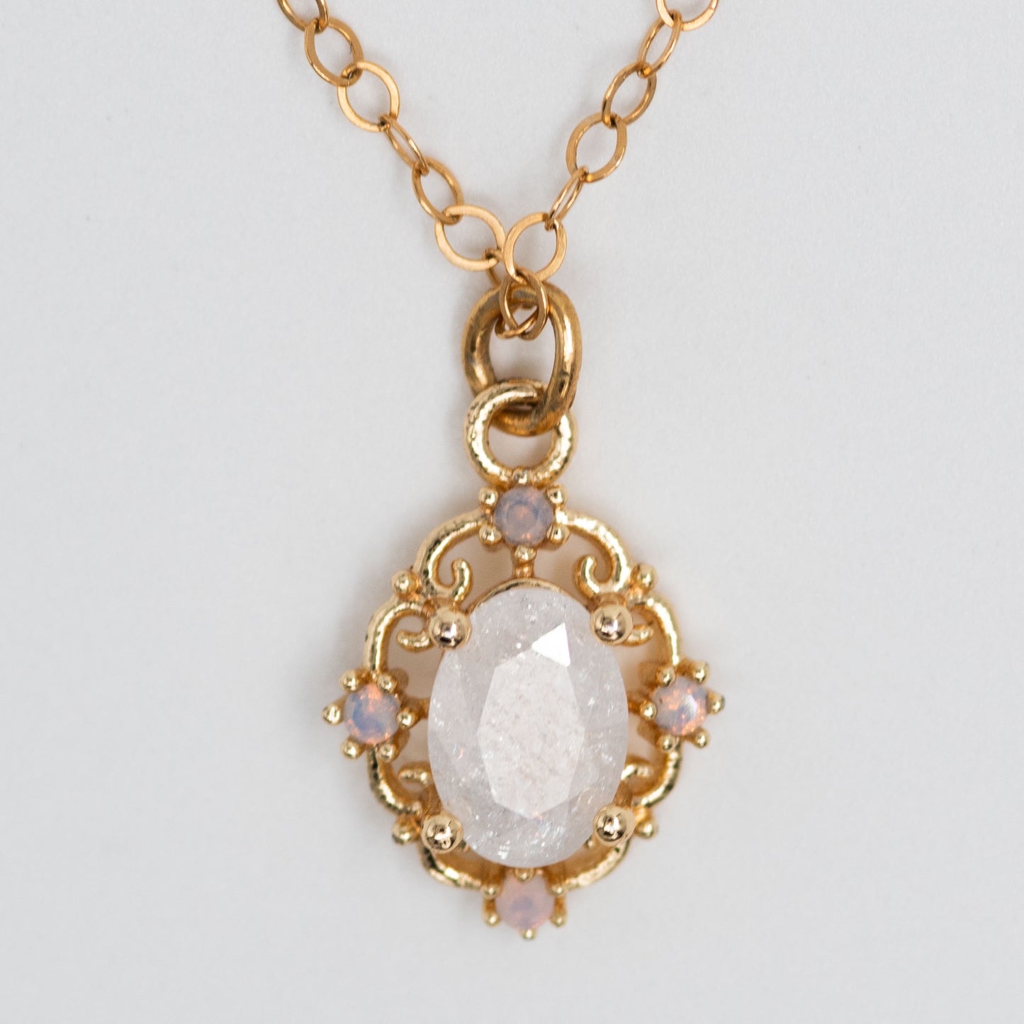 Opal Zirconia Gold Chain Necklace