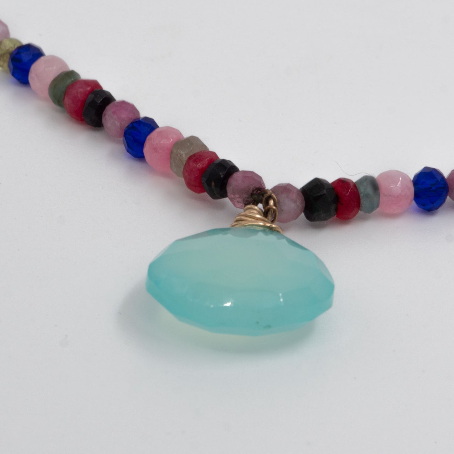 Crystal Necklace with Amazonite Pendant