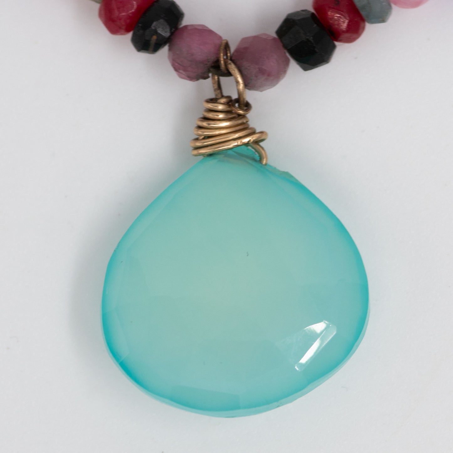 Crystal Necklace with Amazonite Pendant