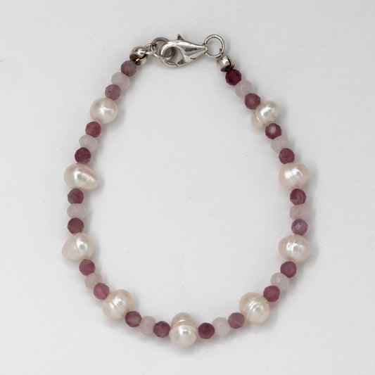 Pink Tourmaline Pearl Bracelet