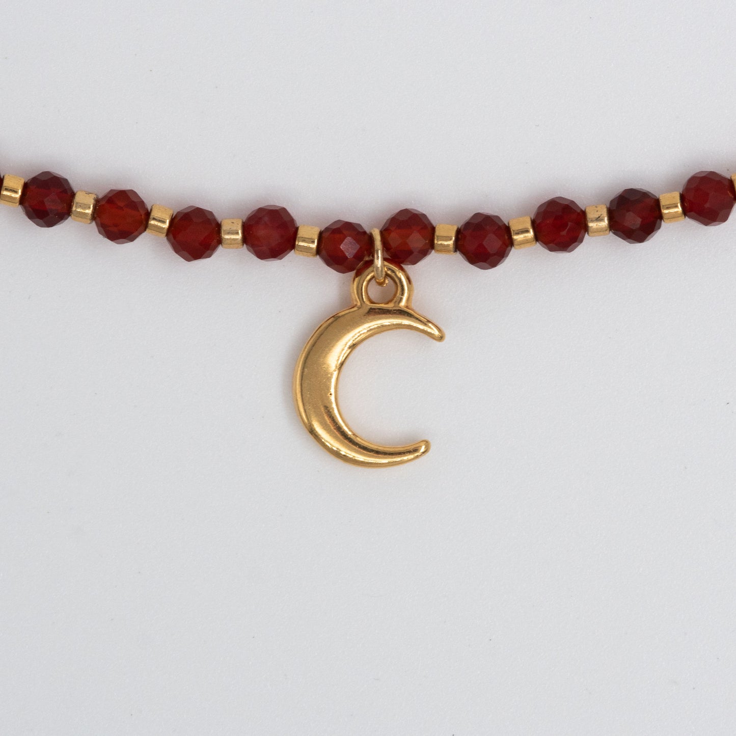 Carnelian Gold Moon Necklace