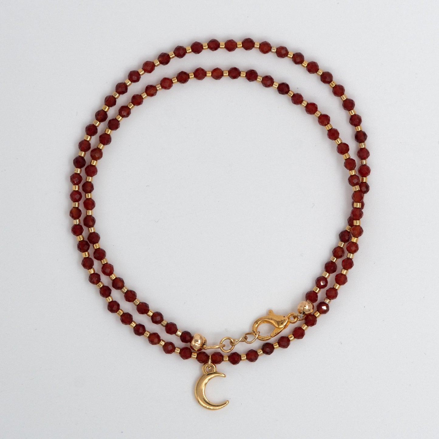 Carnelian Gold Moon Necklace