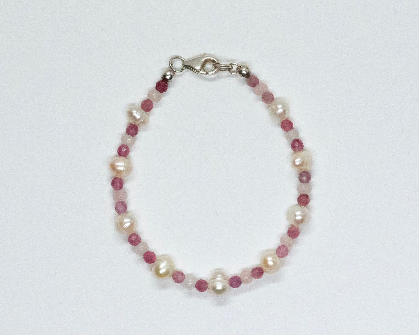 Pink Tourmaline Pearl Bracelet