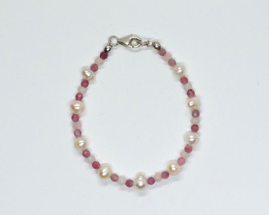 Pink Tourmaline Pearl Bracelet