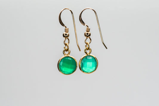 Green Onyx Gold Earrings