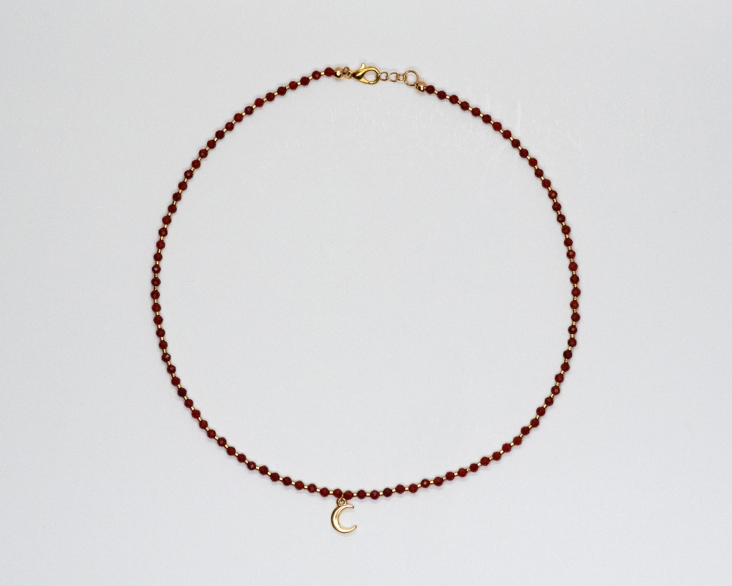 Carnelian Gold Moon Necklace