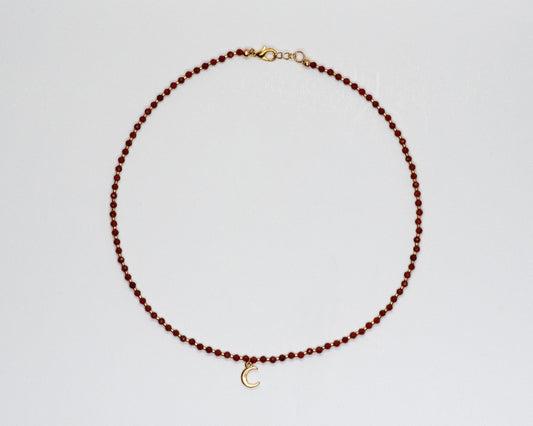 Carnelian Gold Moon Necklace