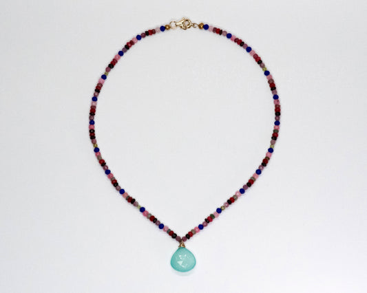 Crystal Necklace with Amazonite Pendant