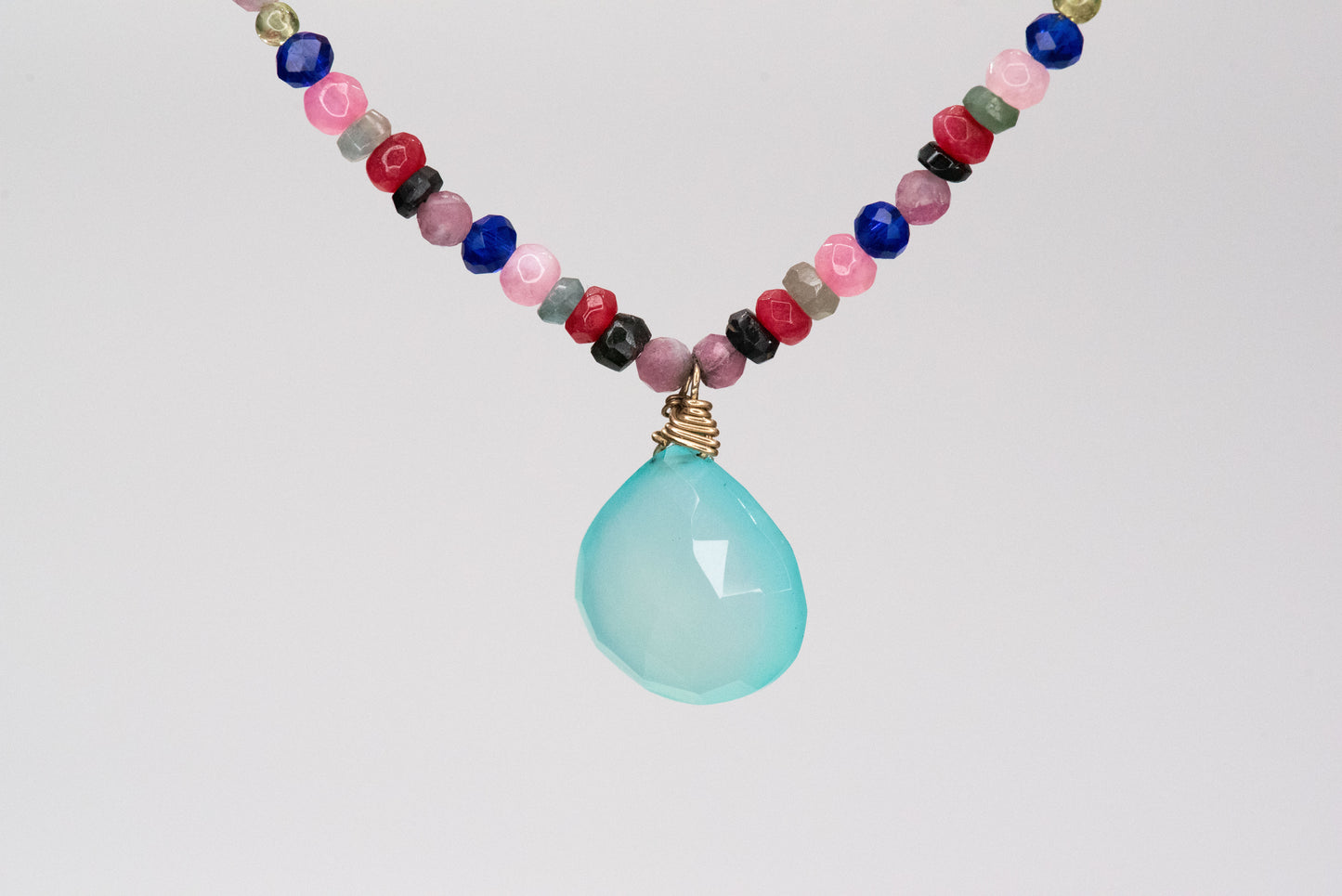 Crystal Necklace with Amazonite Pendant