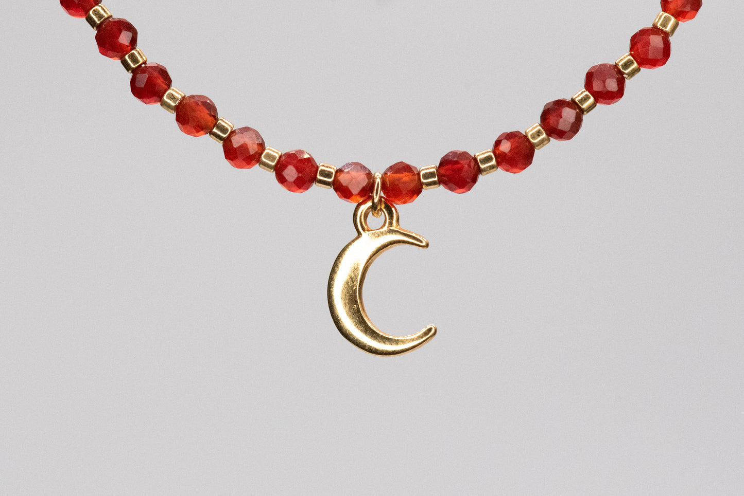 Carnelian Gold Moon Necklace