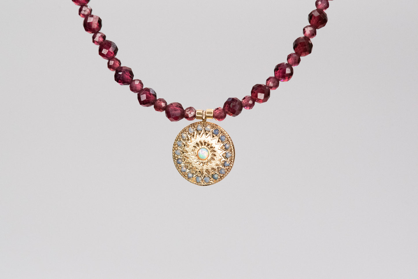 Garnet Necklace with Gold Pendant