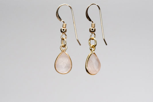 Rose Quartz Gold Earrings