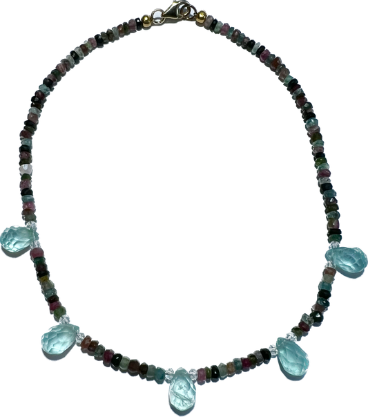 Tourmaline Necklace with Aquamarine Crystals